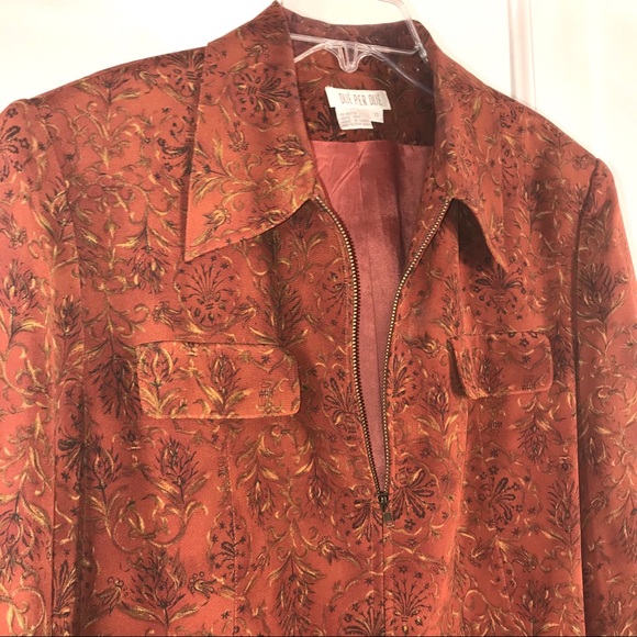 Vintage Due Per Due Silk Floral Zip Blazer, Sz 10 - Picture 2 of 8